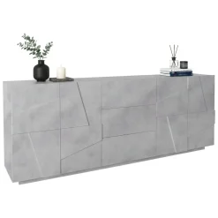 Credenza cemento 224x44x86h cm 4 ante e 3 cassetti - Zeus