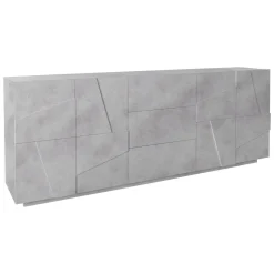 Credenza cemento 224x44x86h cm 4 ante e 3 cassetti - Zeus