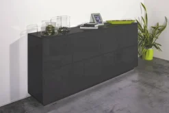 Credenza Clinoumite, cm 200x41h86, Antracite lucido