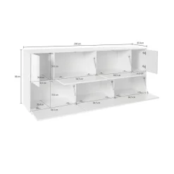 Credenza Clinoumite, cm 200x41h86, Antracite lucido