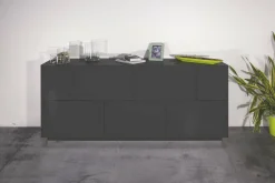 Credenza Clinoumite, cm 200x41h86, Antracite lucido