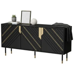 Credenza Cossogno, 154x40 h72 cm, Nero e Oro