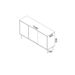 Credenza Cossogno, 154x40 h72 cm, Nero e Oro