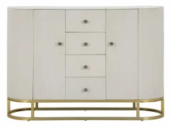 Credenza crema e bianca 120x40x85h cm 2 ante e 4 cassetti - Lodovico
