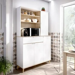 Credenza cucina bianca e rovere 80x40x102h cm 2 ante - Altai