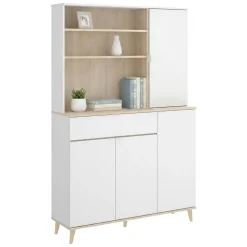 Credenza cucina bianca e rovere 80x40x102h cm 2 ante - Altai