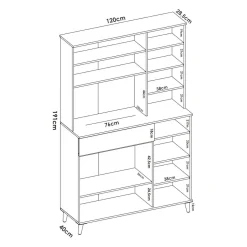 Credenza cucina bianca e rovere 80x40x102h cm 2 ante - Altai