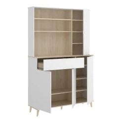 Credenza cucina bianca e rovere 80x40x102h cm 2 ante - Altai