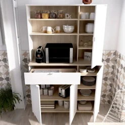 Credenza cucina bianca e rovere 80x40x102h cm 2 ante - Altai