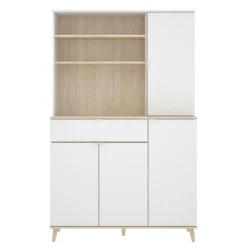 Credenza cucina bianca e rovere 80x40x102h cm 2 ante - Altai