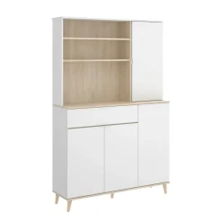 Credenza cucina bianca e rovere 80x40x102h cm 2 ante - Altai