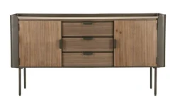 Credenza grigia e marrone 145x47x76h cm 2 ante e 3 cassetti - Jones