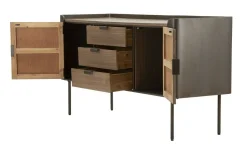 Credenza grigia e marrone 145x47x76h cm 2 ante e 3 cassetti - Jones