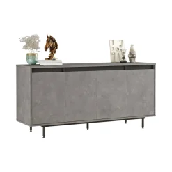 Credenza grigia e nera 160x44x75h cm 4 ante - Kay