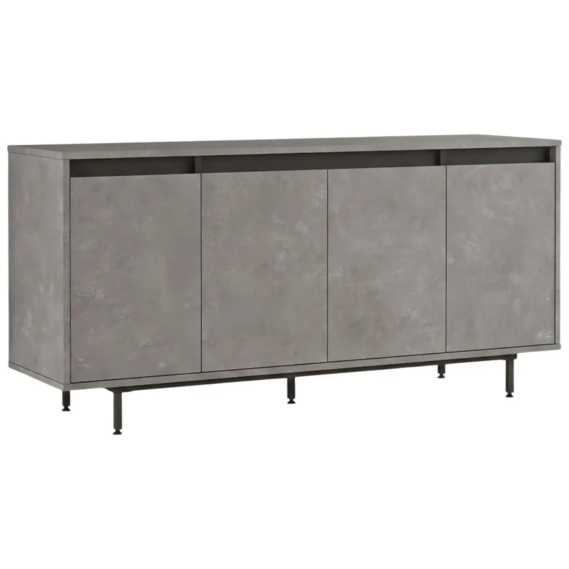 Credenza grigia e nera 160x44x75h cm 4 ante - Kay
