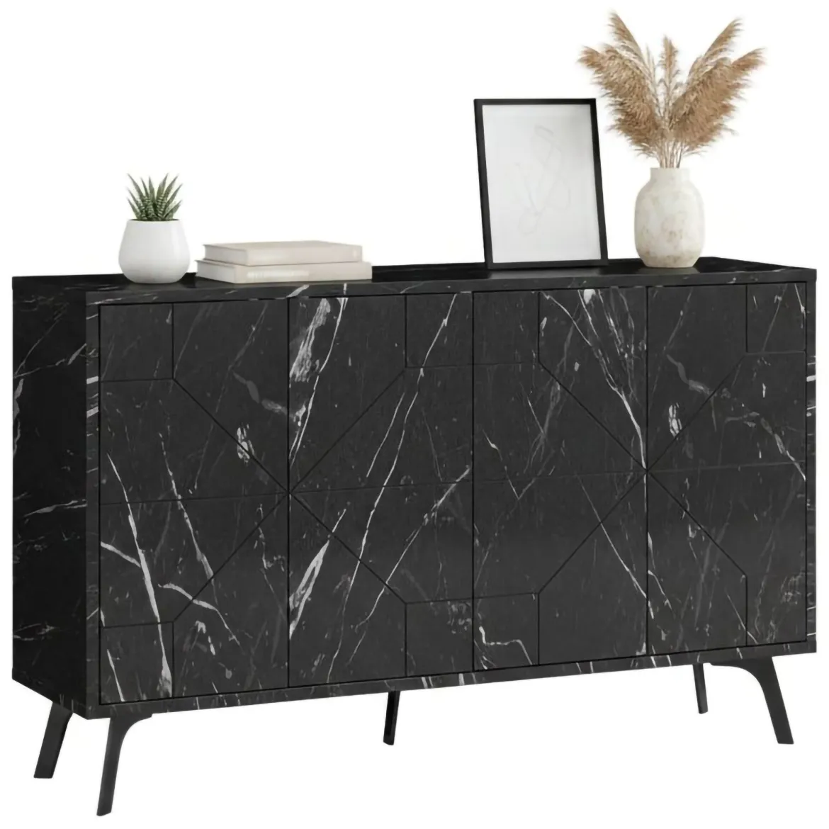 Credenza grigia 123x35x77h cm 6 ante - Earl