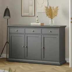 Credenza grigia 147x39x81h cm 2 ante e 3 cassetti - Erina