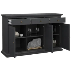 Credenza grigia 147x39x81h cm 2 ante e 3 cassetti - Erina