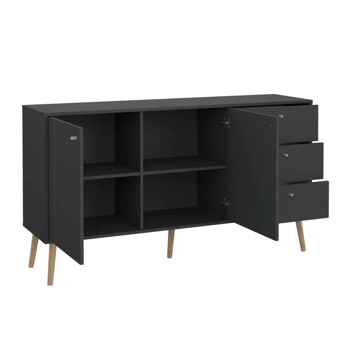 Credenza grigia 147x39x81h cm 2 ante e 3 cassetti - Erina