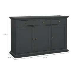 Credenza grigia 147x39x81h cm 2 ante e 3 cassetti - Erina