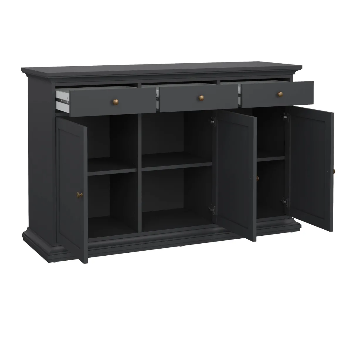 Credenza grigia 147x39x81h cm 2 ante e 3 cassetti - Erina