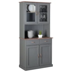 Credenza Grigio 2 Cassetti 2 Ripiani 90x45x191h cm, Apertura Battente - Milzano