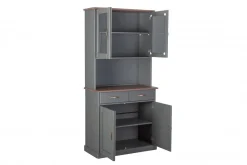 Credenza Grigio 3 Cassetti 2 Ripiani 131x45x86h cm, Apertura Battente - Silius