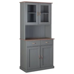 Credenza Grigio 3 Cassetti 2 Ripiani 131x45x86h cm, Apertura Battente - Silius