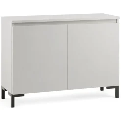 Credenza Grigio Chiaro Nero 2 Ripiani Apertura Battente 100x37x75h cm, 2 Ante Made in Italy - Mimakasa
