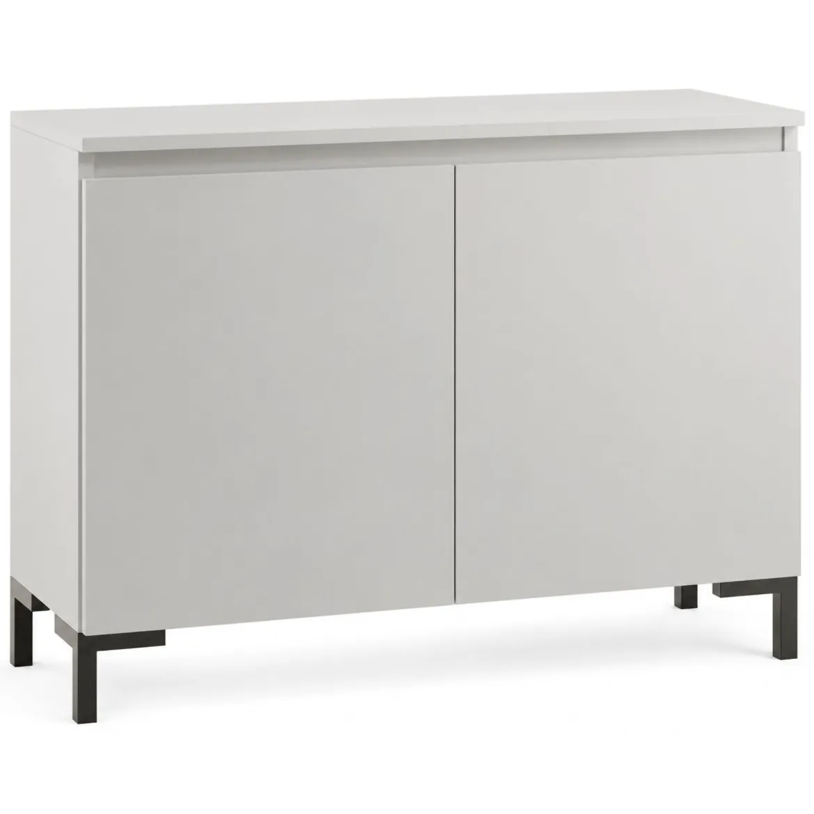 Credenza Grigio Chiaro Nero 2 Ripiani Apertura Battente 100x37x75h cm, 2 Ante Made in Italy - Mimakasa