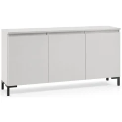 Credenza Grigio Chiaro Nero 3 Ripiani Apertura Battente 150x37x75h cm, 3 Ante Made in Italy - Milarele
