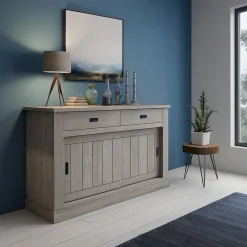 Credenza Grigio Rovere Grigio 2 Ripiani 2 Cassetti 138x50x95h cm, 2 Ante - Lupara
