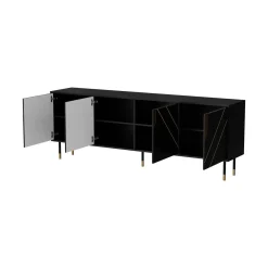 Credenza Landiona, 204x40 h72 cm, Nero e Oro