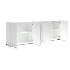 Credenza larga bianco lucida 225x38x79h cm 5 ante - Macaria