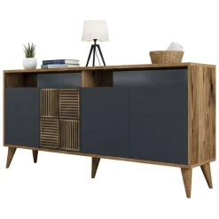 Credenza legno e antracite 160x35x78h cm 4 ante - Garigliano