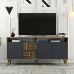 Credenza legno e antracite 160x35x78h cm 4 ante - Garigliano