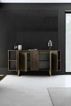 Credenza legno e oro 160x35x80h cm 4 ante - Arta