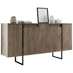 Credenza legno scuro e nera 160x35x80h cm 4 ante - Arta
