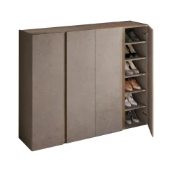 Credenza Marrone Bronzo 10 Ripiani 12 Vani 140x35x111h cm, 4 Ante - Nebbiuno