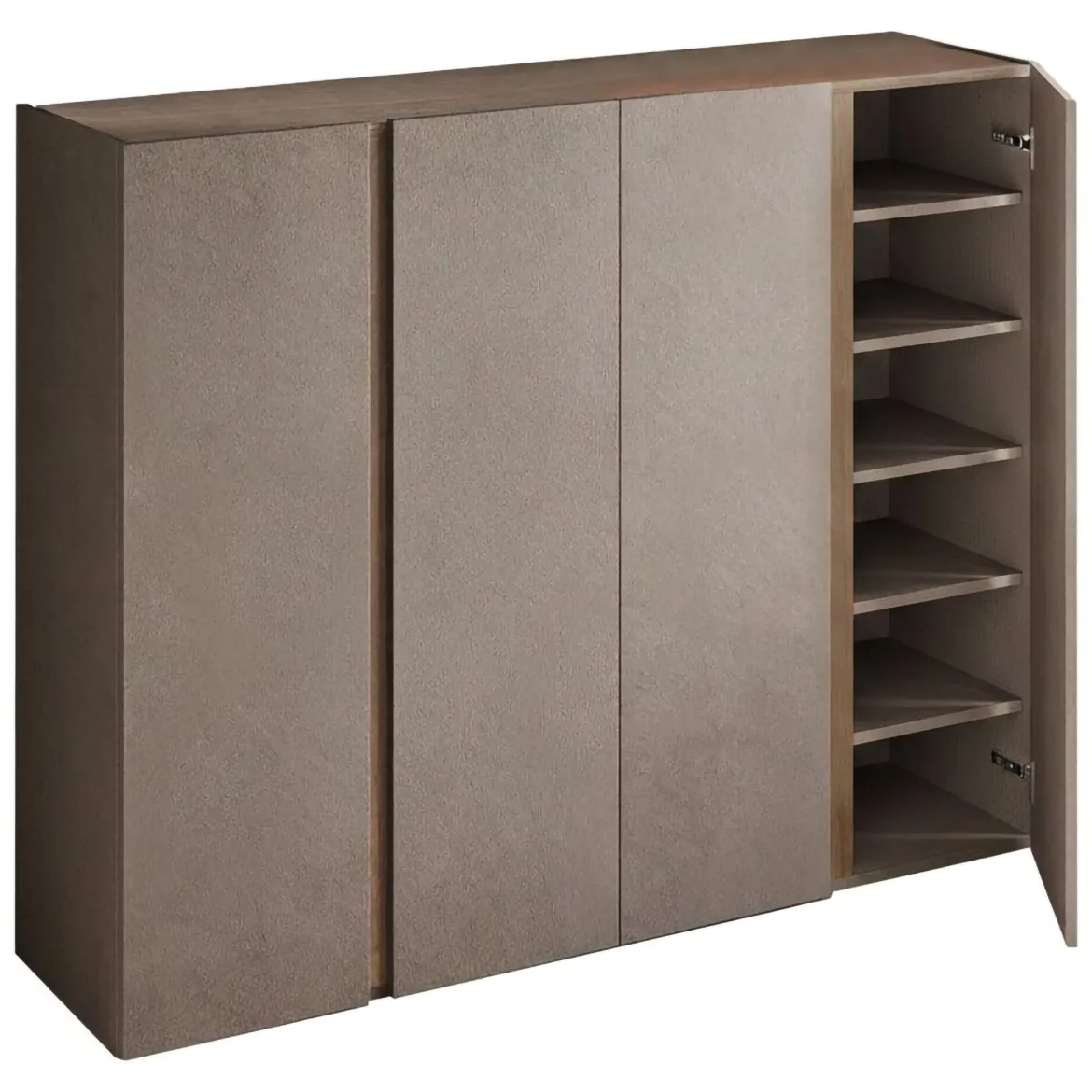 Credenza Marrone Bronzo 10 Ripiani 12 Vani 140x35x111h cm, 4 Ante - Nebbiuno