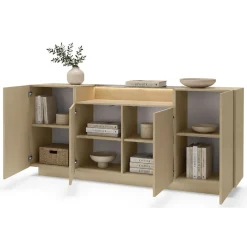 Credenza Marrone Chiaro Marrone 4 Ripiani Apertura Battente 103x40x83h cm, 4 Ante - Halefa