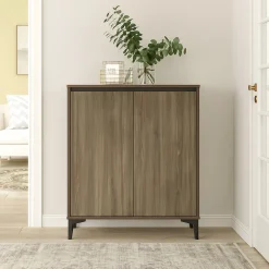 Credenza marrone e antracite 72x35x104h cm 4 ante - evariste