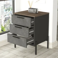 Credenza marrone e grigia 54x44x70h cm 3 cassetti - Butchoy
