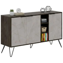 Credenza marrone e marmo 142x35x83h cm 3 ante - Arlene
