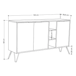 Credenza marrone e marmo 142x35x83h cm 3 ante - Arlene