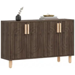 Credenza Marrone Noce Marrone Rovere 2 Ripiani 4 Ante 120x30x74h cm, 4 Vani - Venerina