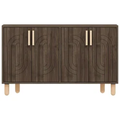 Credenza Marrone Noce Marrone Rovere 2 Ripiani 4 Ante 120x30x74h cm, 4 Vani - Venerina