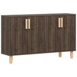 Credenza Marrone Noce Marrone Rovere 2 Ripiani 4 Ante 120x30x74h cm, 4 Vani - Venerina