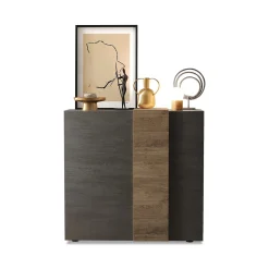 Credenza Marrone Noce Marrone Rovere un Ripiano 2 Ante 72x36x73h cm, 2 Vani - Pontida