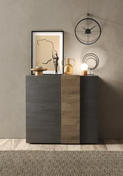 Credenza Marrone Noce Marrone Rovere un Ripiano 2 Ante 72x36x73h cm, 2 Vani - Pontida